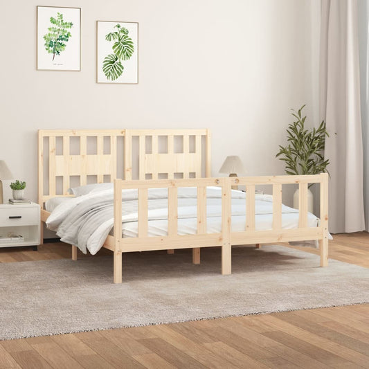 Bed Frame with Headboard Solid Wood Pine 160x200 cm