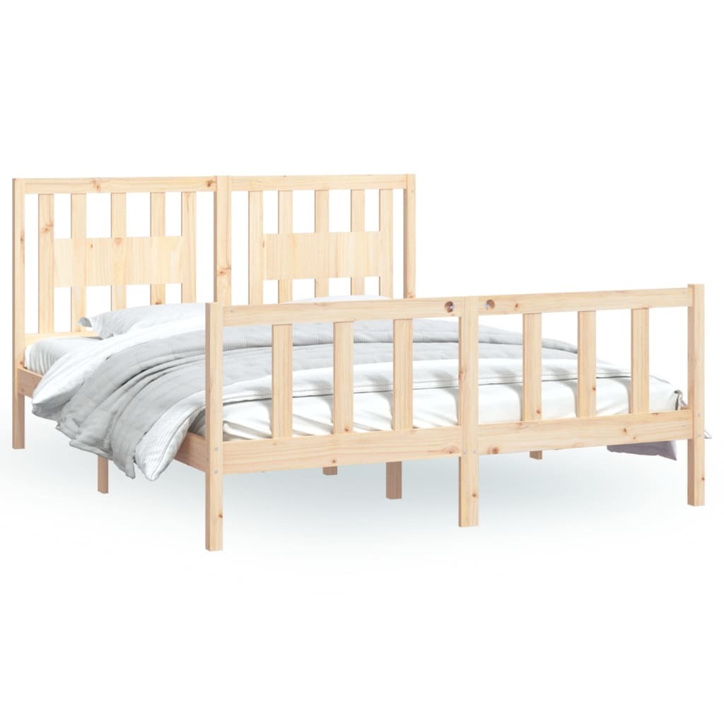 Bed Frame with Headboard Solid Wood Pine 160x200 cm