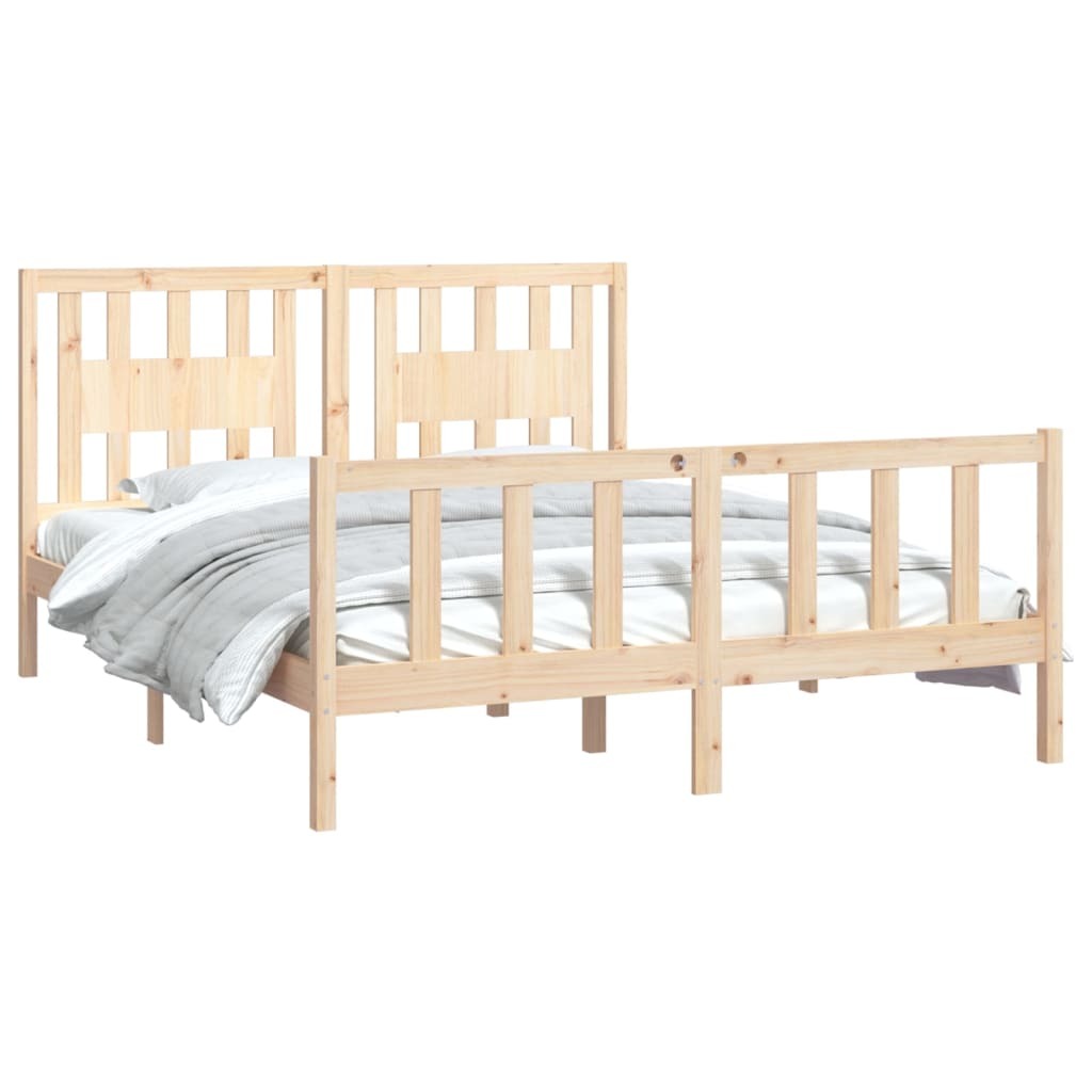 Bed Frame with Headboard Solid Wood Pine 160x200 cm