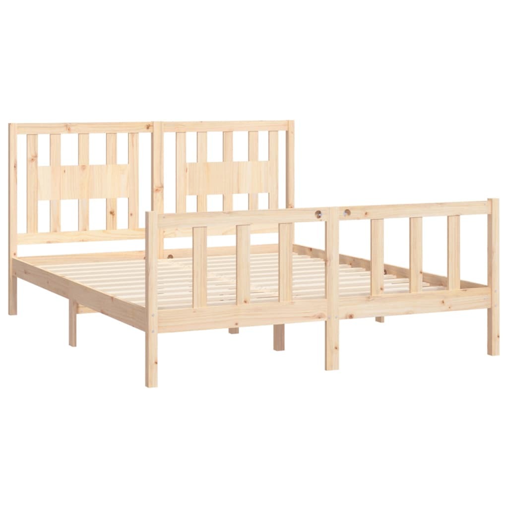 Bed Frame with Headboard Solid Wood Pine 160x200 cm