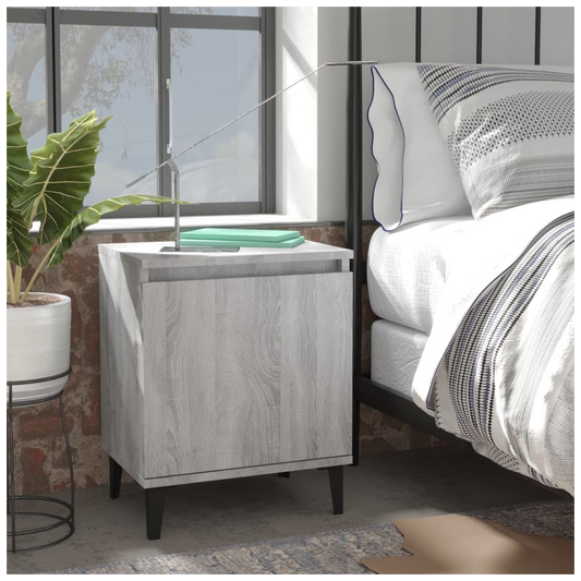 Bed Cabinets with Metal Legs Grey Sonoma 40x30x50 cm