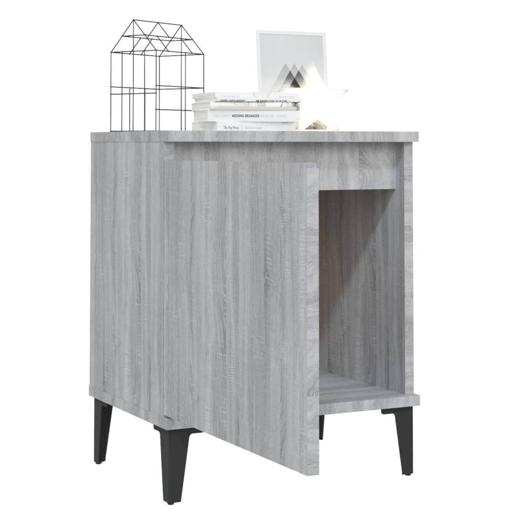 Bed Cabinets with Metal Legs Grey Sonoma 40x30x50 cm