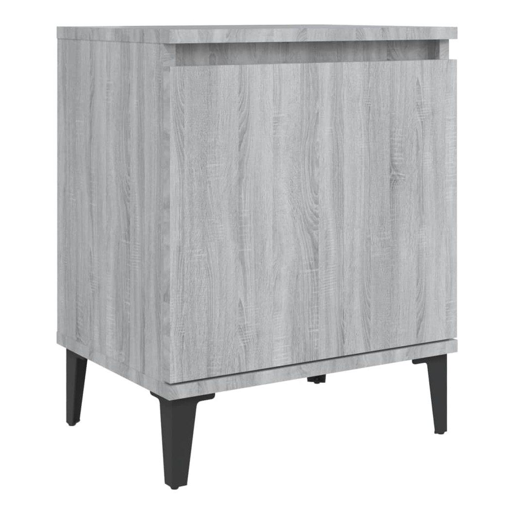Bed Cabinets with Metal Legs Grey Sonoma 40x30x50 cm