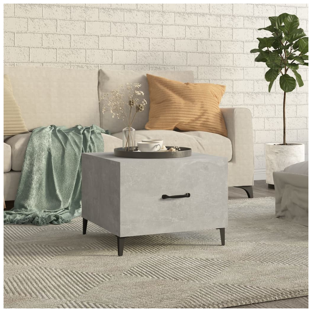 Coffee Table with Metal Legs Concrete Grey 50x50x40 cm