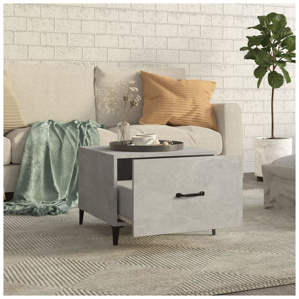 Coffee Table with Metal Legs Concrete Grey 50x50x40 cm