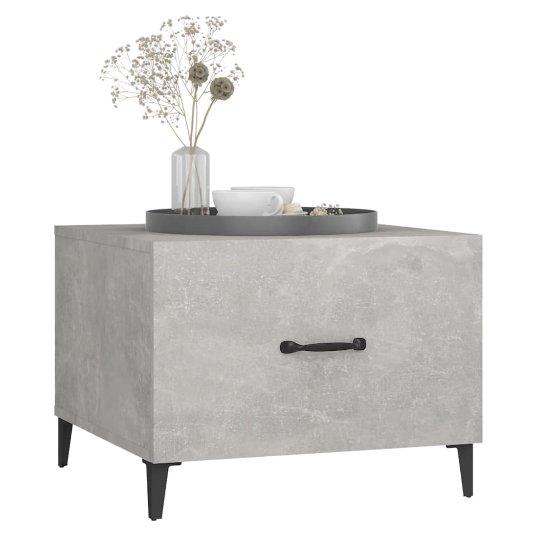Coffee Table with Metal Legs Concrete Grey 50x50x40 cm