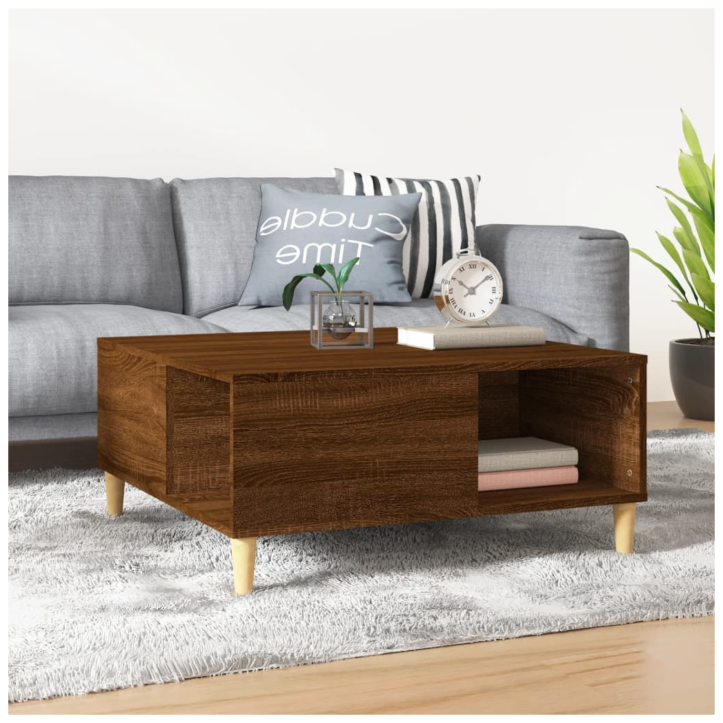 Coffee Table Brown Oak 80x80x36.5 cm Engineered Wood