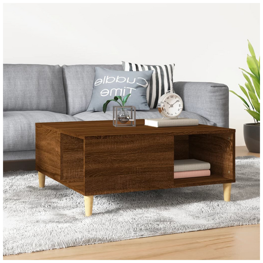 Coffee Table Brown Oak 80x80x36.5 cm Engineered Wood
