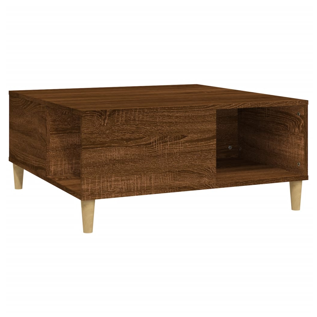 Coffee Table Brown Oak 80x80x36.5 cm Engineered Wood