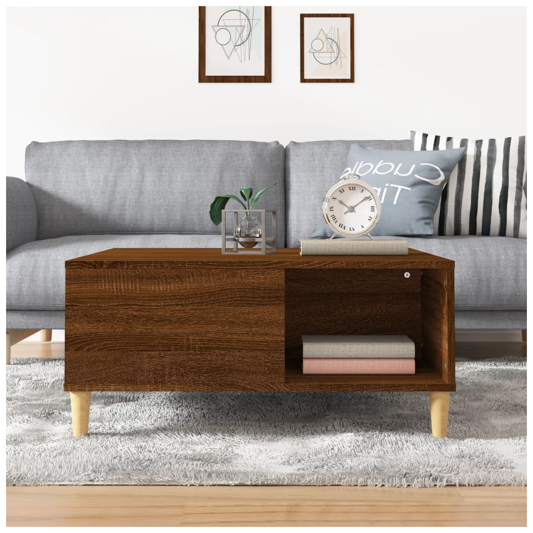 Coffee Table Brown Oak 80x80x36.5 cm Engineered Wood