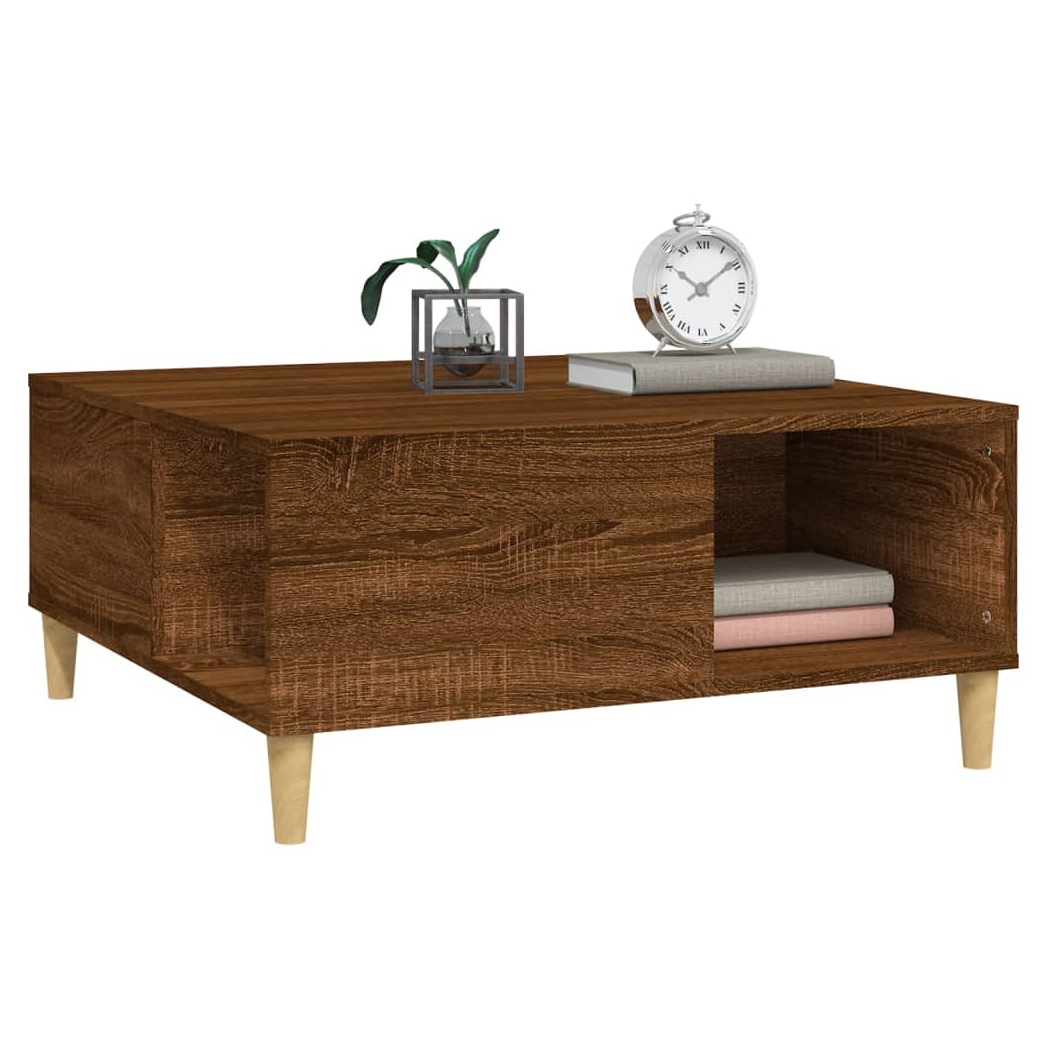 Coffee Table Brown Oak 80x80x36.5 cm Engineered Wood