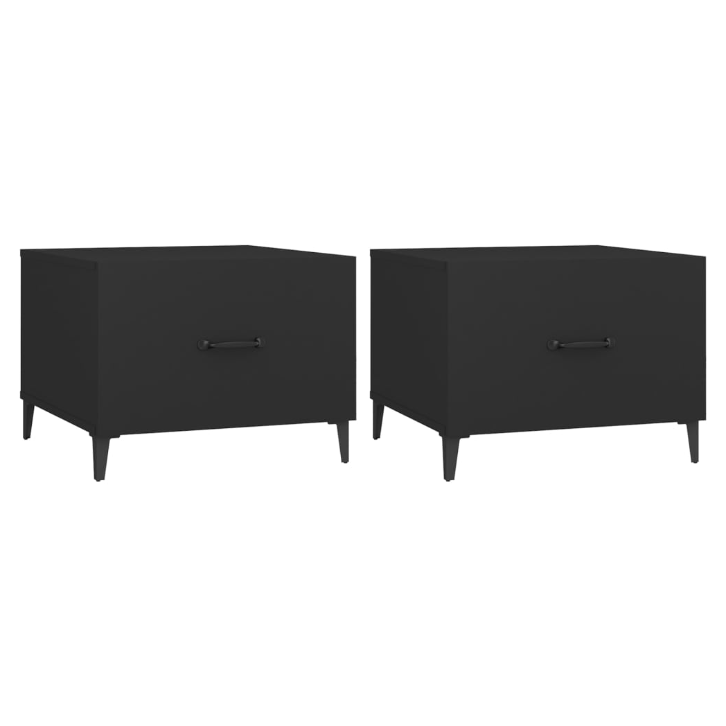 Coffee Table with Metal Legs 2 pcs Black 50x50x40 cm