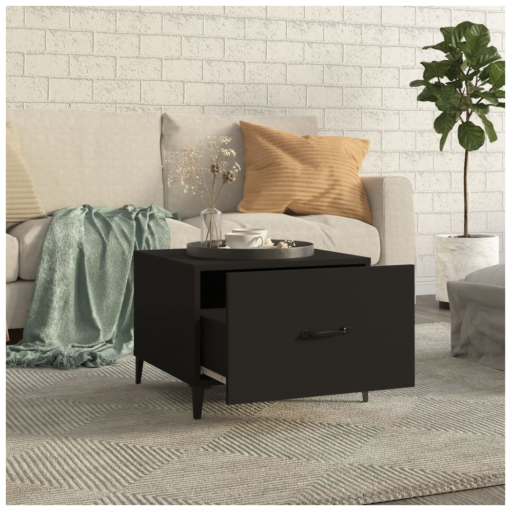 Coffee Table with Metal Legs 2 pcs Black 50x50x40 cm