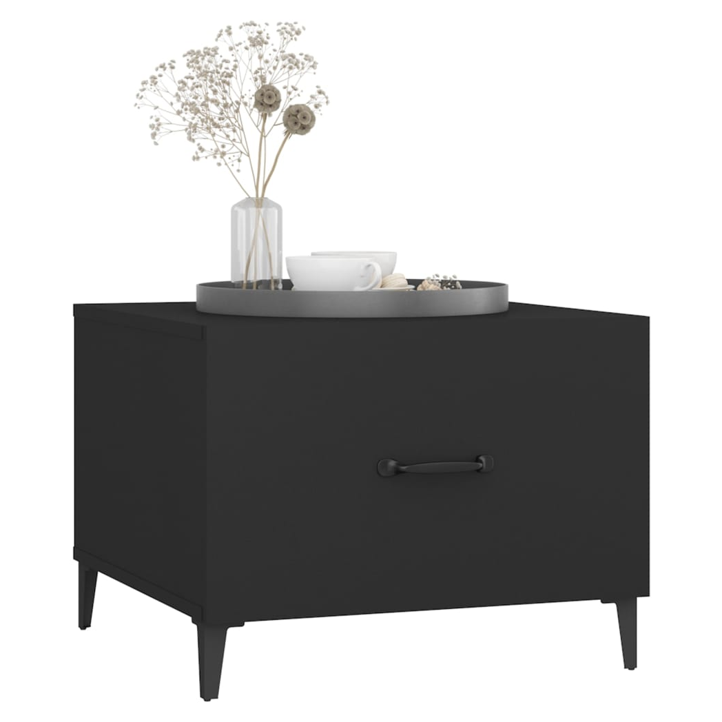 Coffee Table with Metal Legs 2 pcs Black 50x50x40 cm