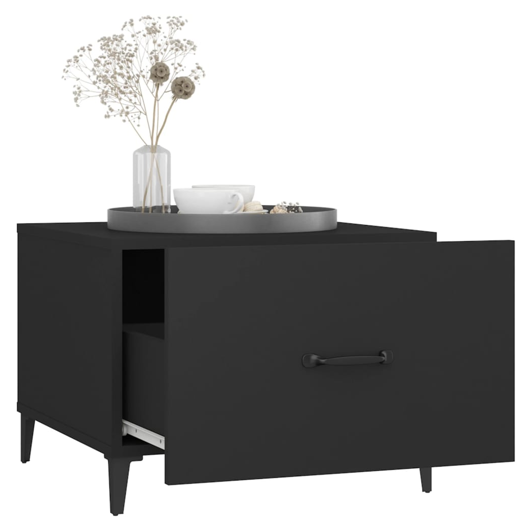 Coffee Table with Metal Legs 2 pcs Black 50x50x40 cm