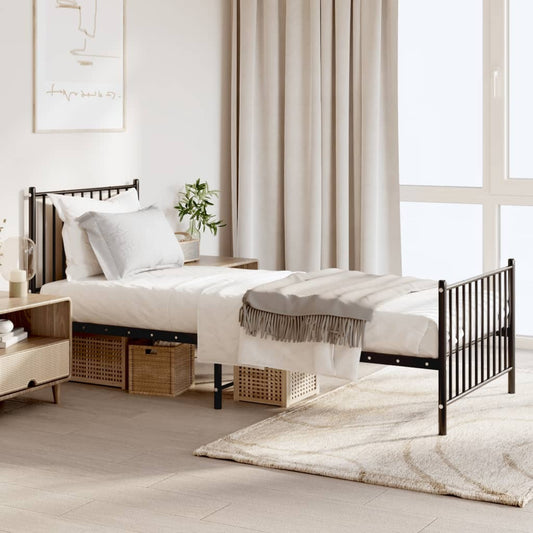 Metal Bed Frame with Headboard and Footboard Black 80x200 cm