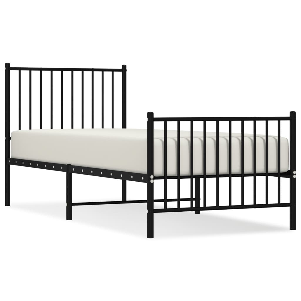 Metal Bed Frame with Headboard and Footboard Black 80x200 cm