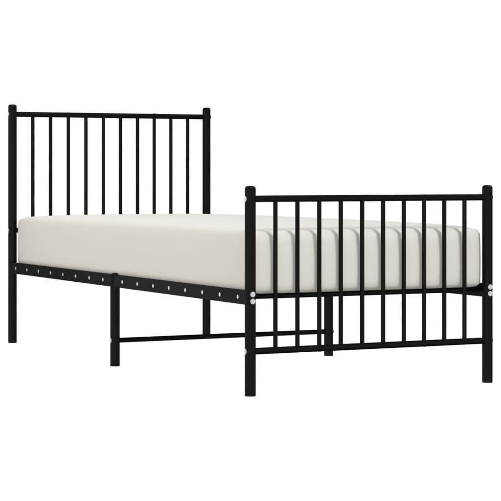 Metal Bed Frame with Headboard and Footboard Black 80x200 cm