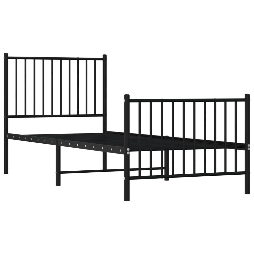 Metal Bed Frame with Headboard and Footboard Black 80x200 cm