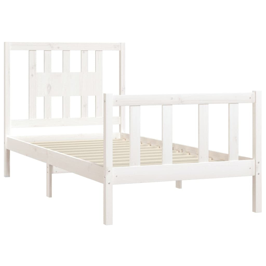 Bed Frame with Headboard White Solid Wood Pine 90x200 cm