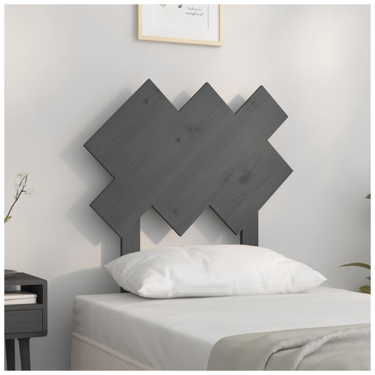 Bed Headboard Grey 72.5x3x81 cm Solid Wood Pine