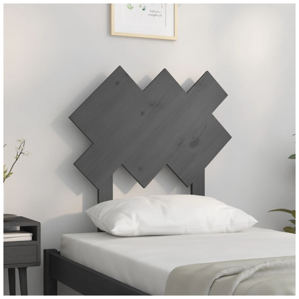 Bed Headboard Grey 72.5x3x81 cm Solid Wood Pine