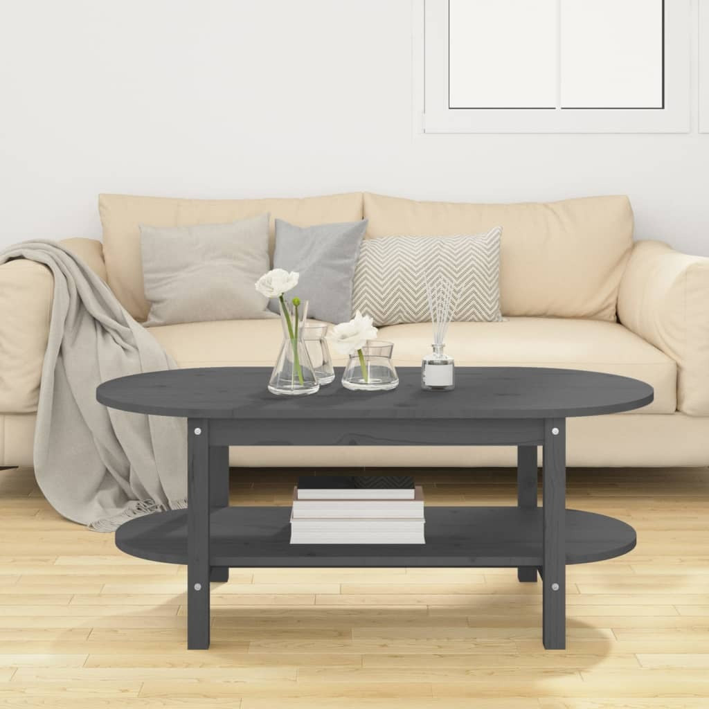 Coffee Table Grey 110x55x45 cm Solid Wood Pine