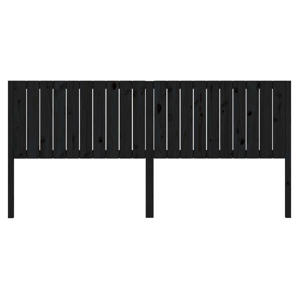 Bed Headboard Black 205.5x4x100 cm Solid Wood Pine