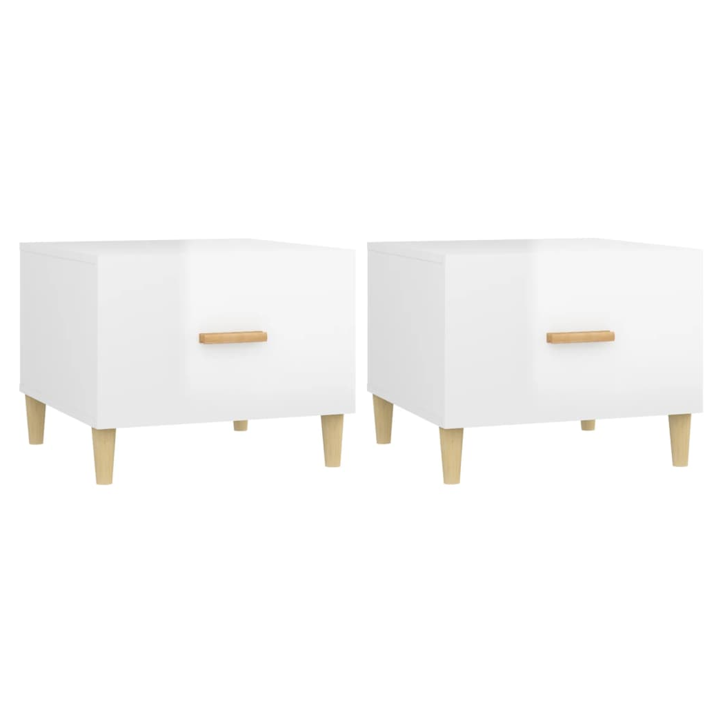 Coffee Tables 2 pcs High Gloss White 50x50x40 cm Engineered Wood