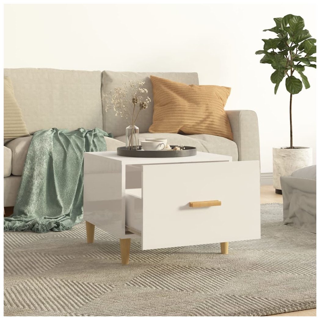 Coffee Tables 2 pcs High Gloss White 50x50x40 cm Engineered Wood