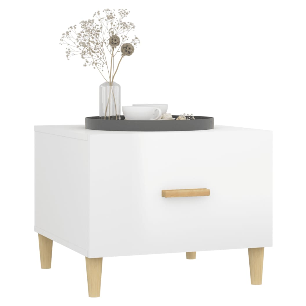 Coffee Tables 2 pcs High Gloss White 50x50x40 cm Engineered Wood