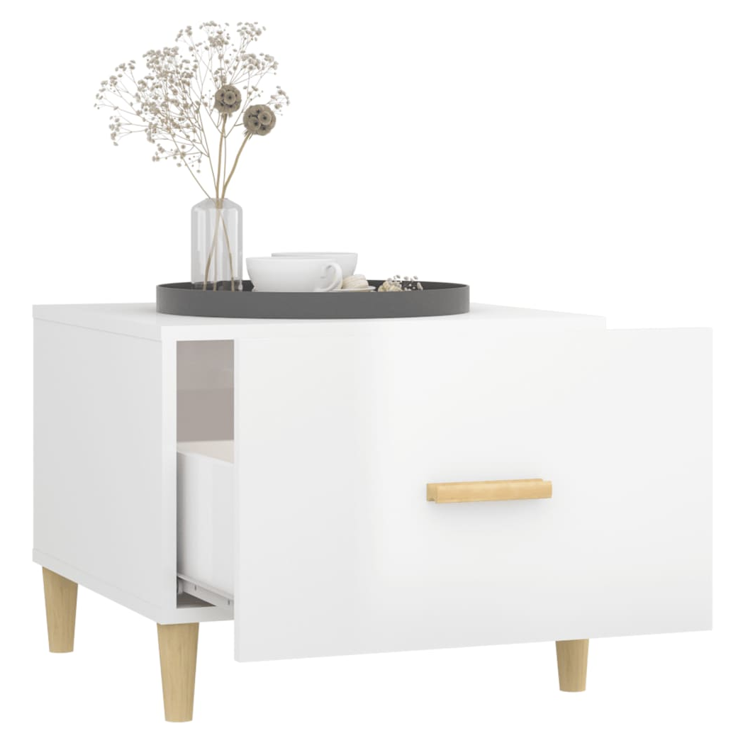 Coffee Tables 2 pcs High Gloss White 50x50x40 cm Engineered Wood