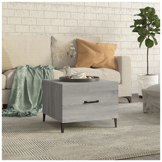 Coffee Table with Metal Legs Grey Sonoma 50x50x40 cm