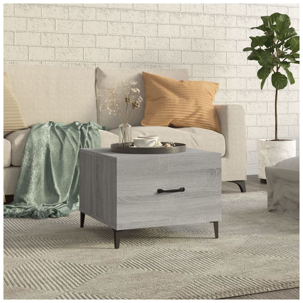 Coffee Table with Metal Legs Grey Sonoma 50x50x40 cm