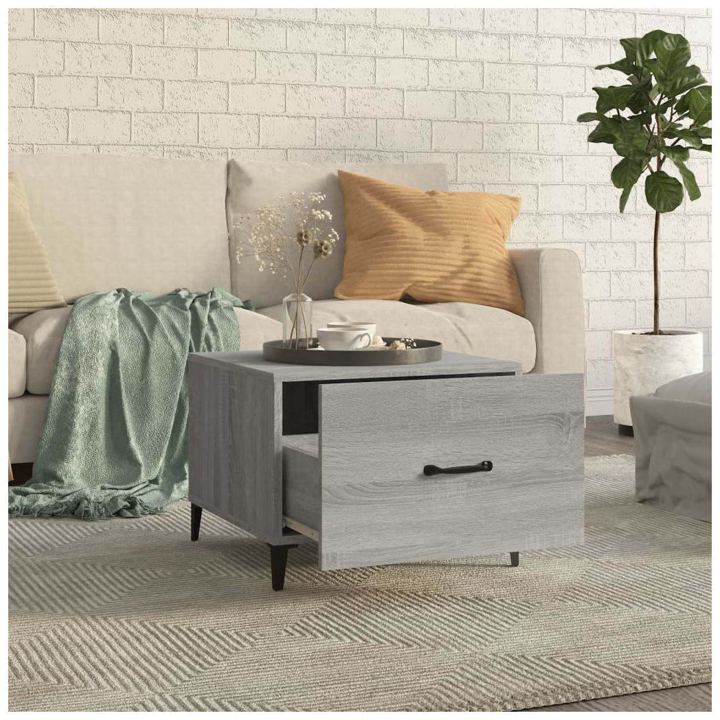 Coffee Table with Metal Legs Grey Sonoma 50x50x40 cm