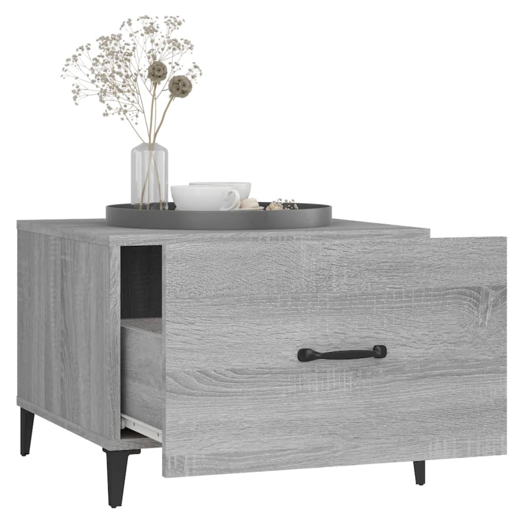 Coffee Table with Metal Legs Grey Sonoma 50x50x40 cm