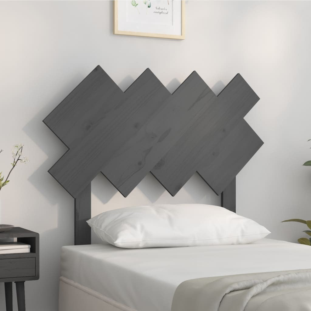 Bed Headboard Grey 92x3x81 cm Solid Wood Pine