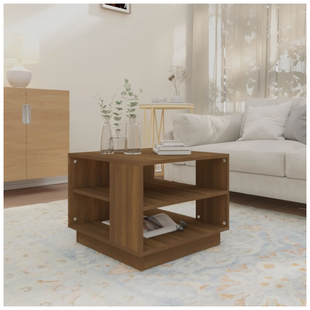 Coffee Table Brown Oak 55x55x43 cm Engineered Wood