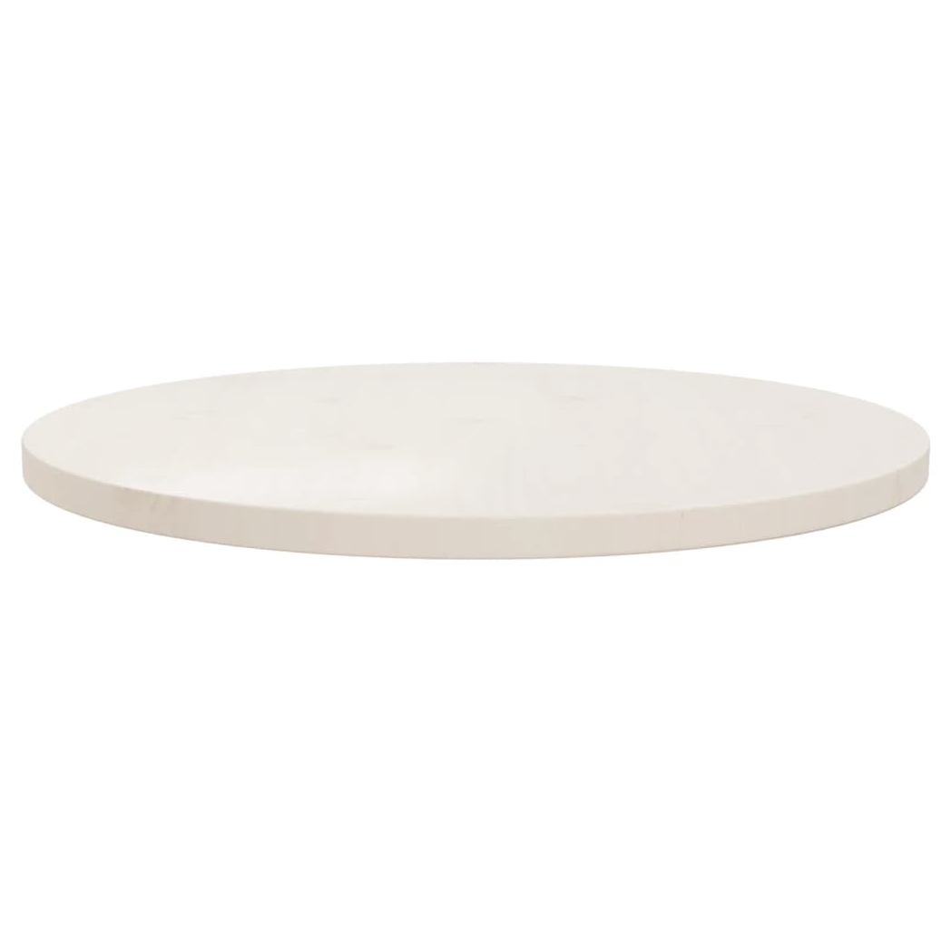 Table Top White ?60x2.5 cm Solid Wood Pine
