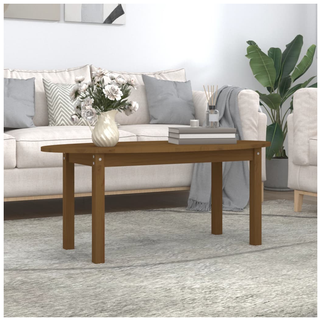 Coffee Table Honey Brown 110x55x45 cm Solid Wood Pine