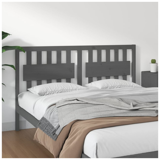 Bed Headboard Grey 155.5x4x100 cm Solid Wood Pine