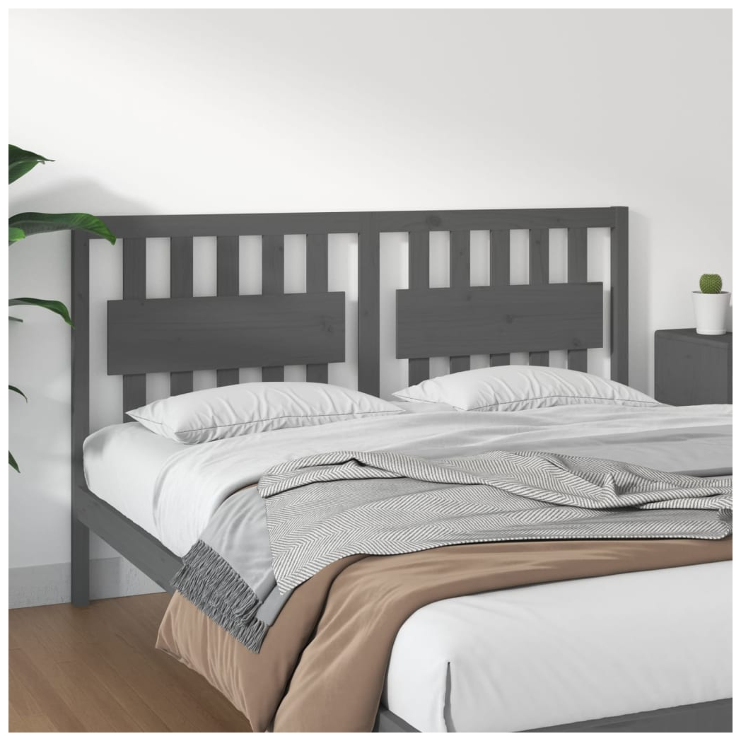 Bed Headboard Grey 155.5x4x100 cm Solid Wood Pine