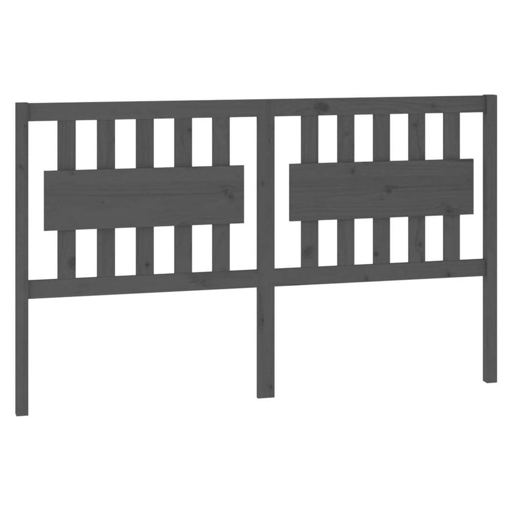 Bed Headboard Grey 155.5x4x100 cm Solid Wood Pine