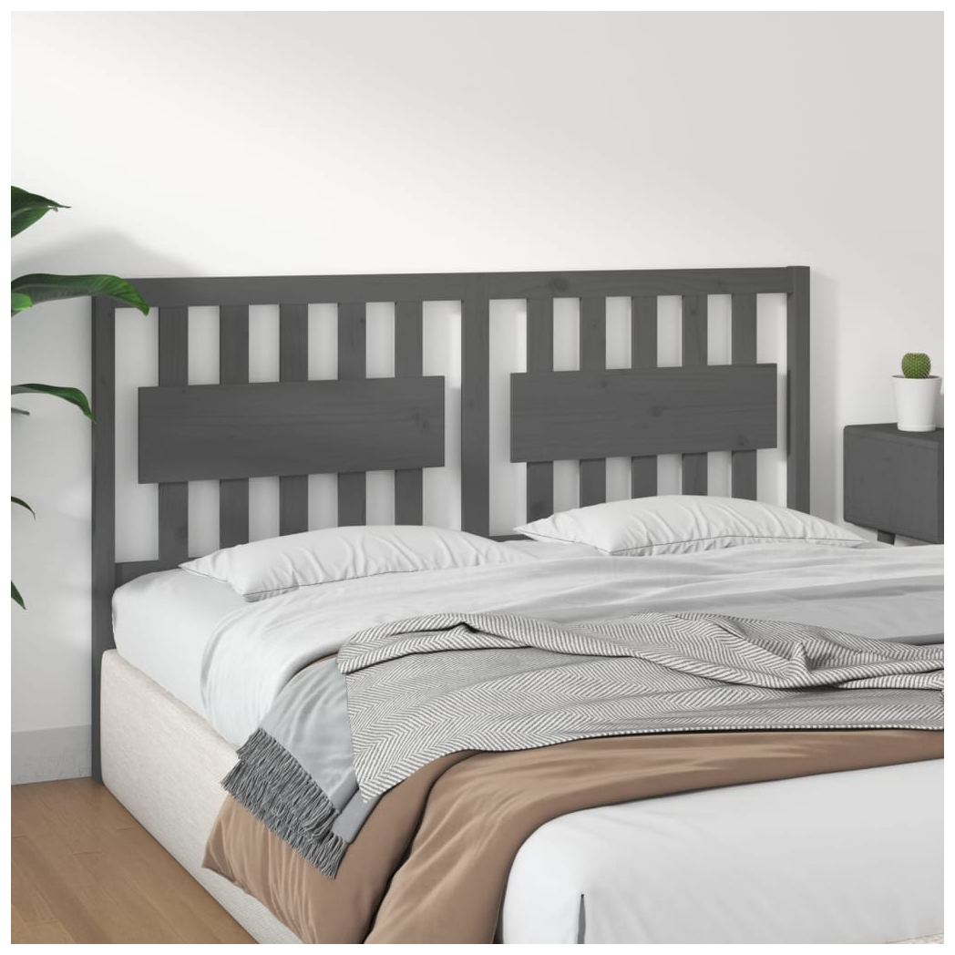 Bed Headboard Grey 155.5x4x100 cm Solid Wood Pine