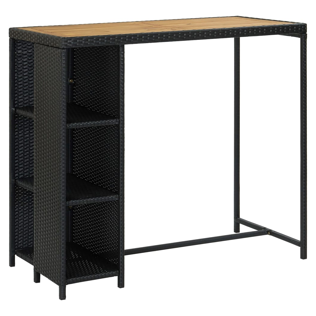 5 Piece Garden Bar Set with Cushions Poly Rattan Black