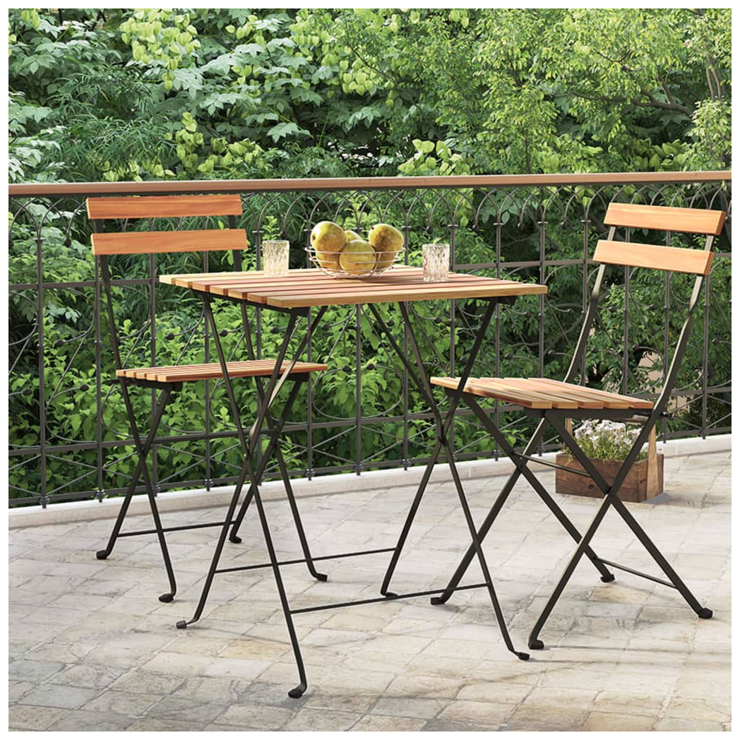 Folding Bistro Table 55x54x71 cm Solid Wood Teak and Steel