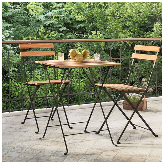 Folding Bistro Table 55x54x71 cm Solid Wood Teak and Steel