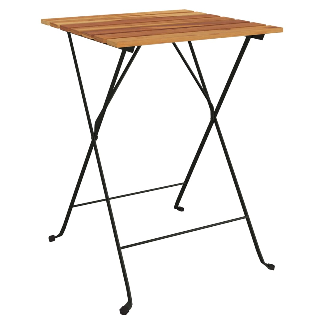 Folding Bistro Table 55x54x71 cm Solid Wood Teak and Steel