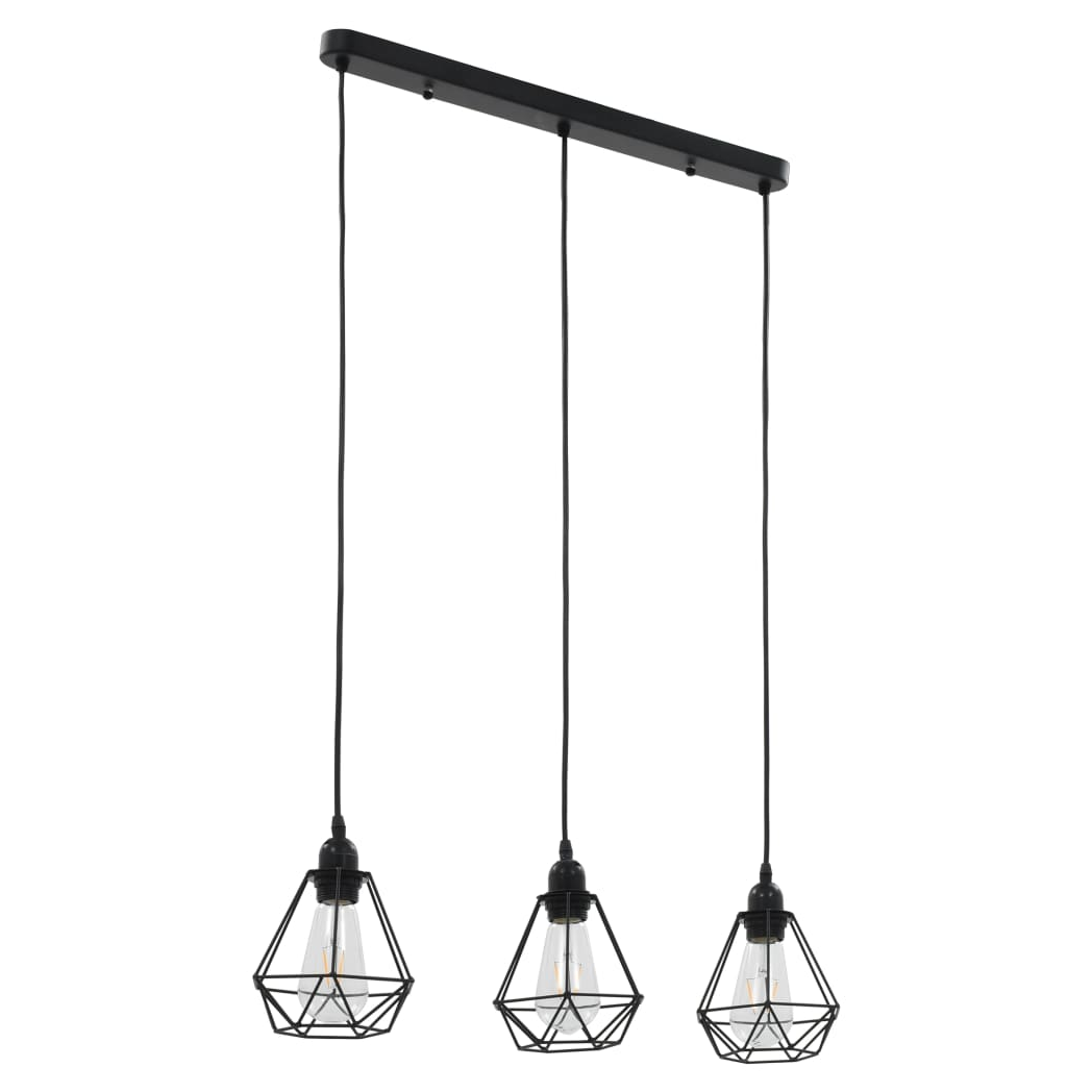 Ceiling Lamp with Diamond Design Black 3 x E27 Bulbs