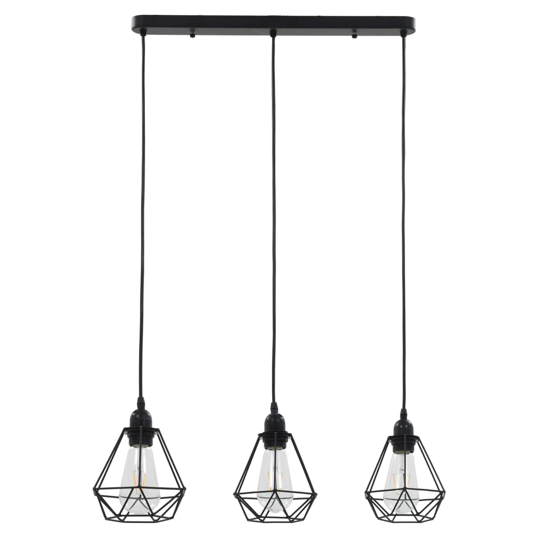 Ceiling Lamp with Diamond Design Black 3 x E27 Bulbs